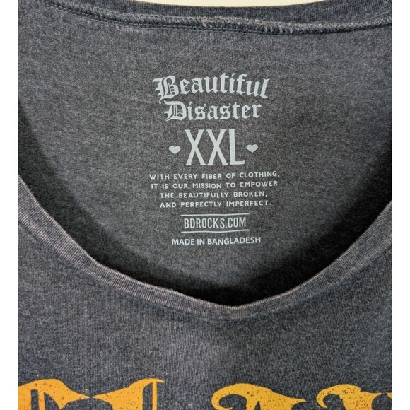 Beautiful Disaster Women's Slay Slash Shoulder Tee Dragons Size XXL - Picture 12 of 12